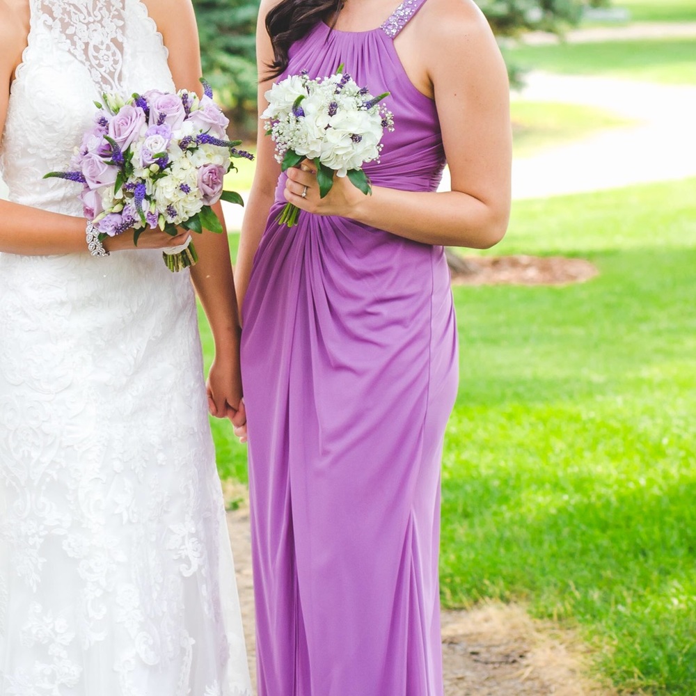 David’s Bridal Long High Neck Gown - Picture 1 of 9